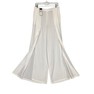 BCBGMAXAZRIA Michael Slit Wide Leg Resort Pants Women Medium Off White NWT